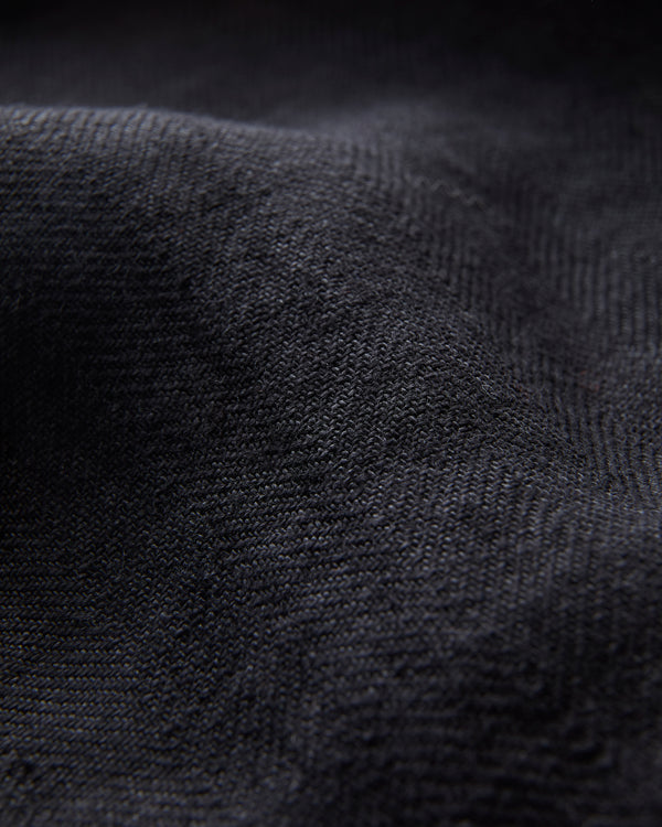 Irish Black Linen Herringbone